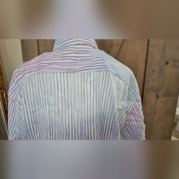 ST. CROIX Striped Linen/cotton pastel short sleeve button up shirt. Size XXL - Picture 6 of 9